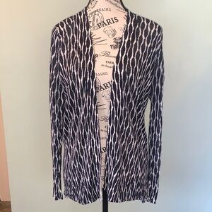 LOFT Navy Blue and White Lightweight Open-Front Cardigan Women’s XS Extra Small